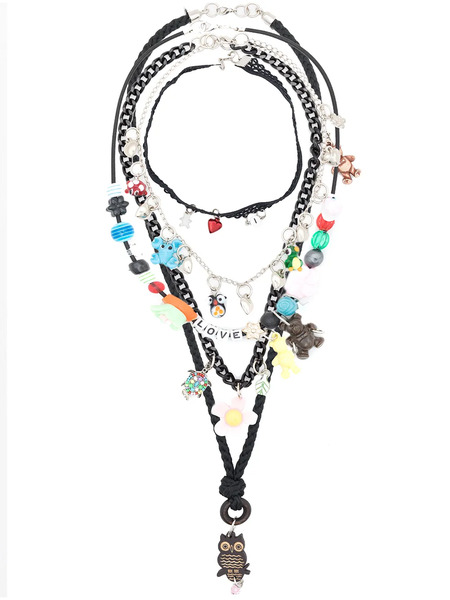  Amir Slama Five-strand Charm Necklace - Black 