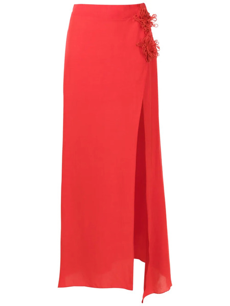  Amir Slama Floral-appliqué Maxi Skirt - Red 