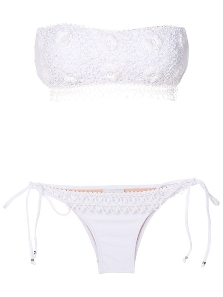  Amir Slama Floral-embroidery Strapless Bikini Set - White 