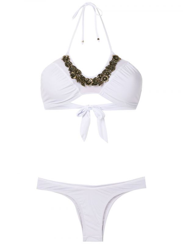  Amir Slama Floral Neck Bikini Set - White 