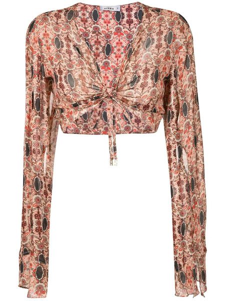  Amir Slama Floral-print Cropped Blouse - Multicolour 