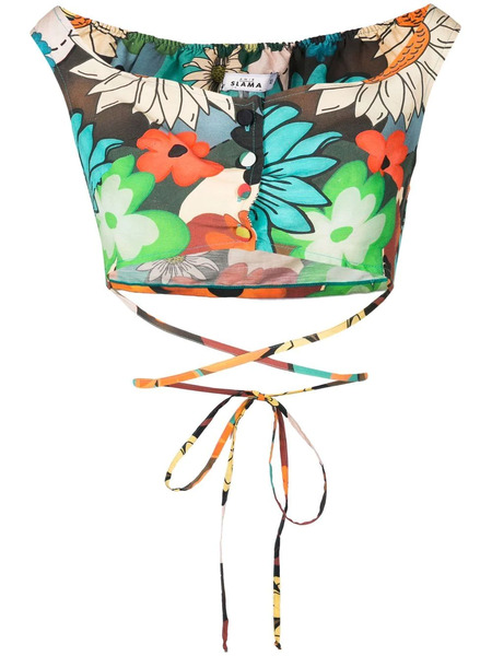  Amir Slama Floral-print Off-shoulder Top - Multicolour 