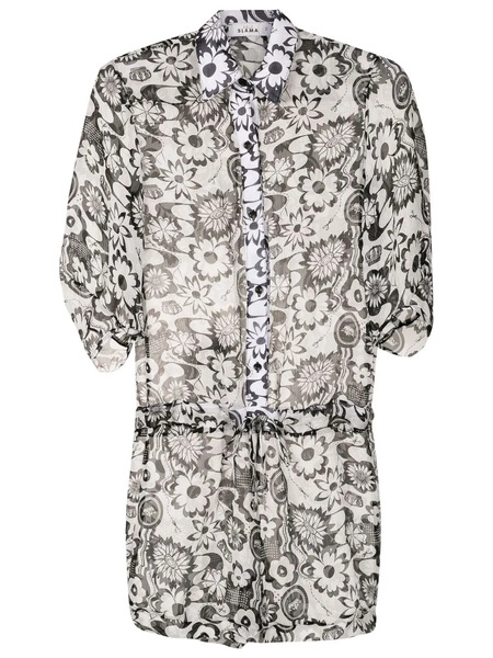  Amir Slama Floral-print Silk Playsuit - Neutrals 