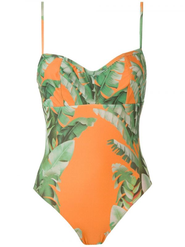  Amir Slama Floral Print Swimsuit - Orange 