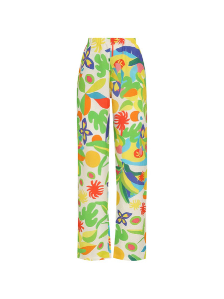  Amir Slama Floral Print Trousers - White 