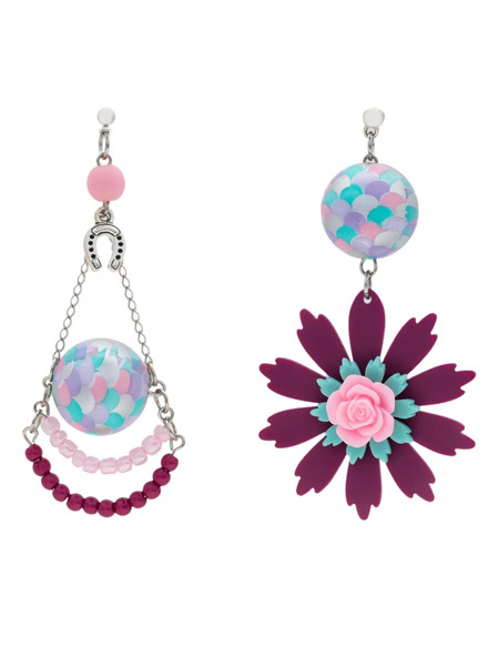  Amir Slama Flower-motif Drop Earrings - Purple 