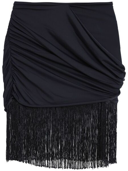  Amir Slama Fringe-detail Mini Skirt - Black 