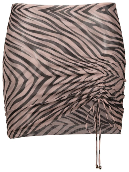  Amir Slama Geometric Animal-pattern Miniskirt - Brown 