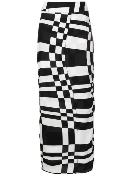  Amir Slama Geometric-print Midi Skirt - Black 