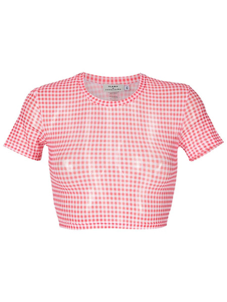  Amir Slama Gingham-check Pattern Crop T-shirt - Red 
