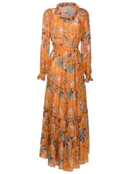 Amir Slama Graphic-pattern Maxi Shirtdress - Orange 