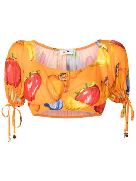  Amir Slama Graphic-print Cropped Blouse - Orange 