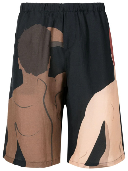  Amir Slama Graphic-print Deck Shorts - Black 