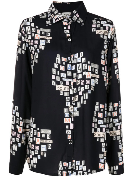  Amir Slama Graphic-print Long-sleeve Shirt - Black 
