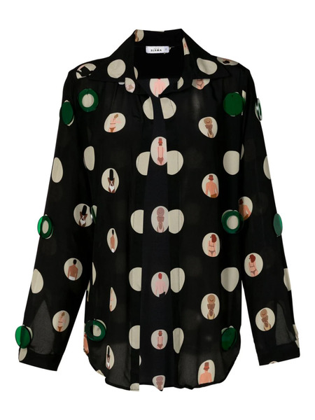  Amir Slama Graphic-print Silk Blouse - Black 