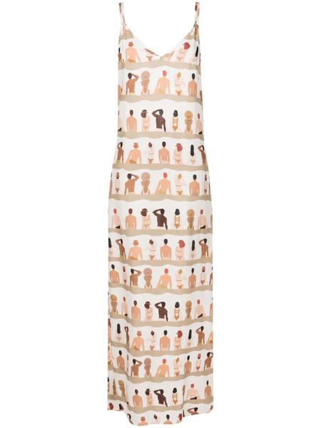  Amir Slama Graphic-print V-neck Maxi Dress - Neutrals 