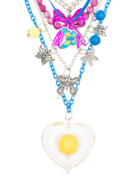  Amir Slama Heart Multi Chain Necklace - Multicolour 
