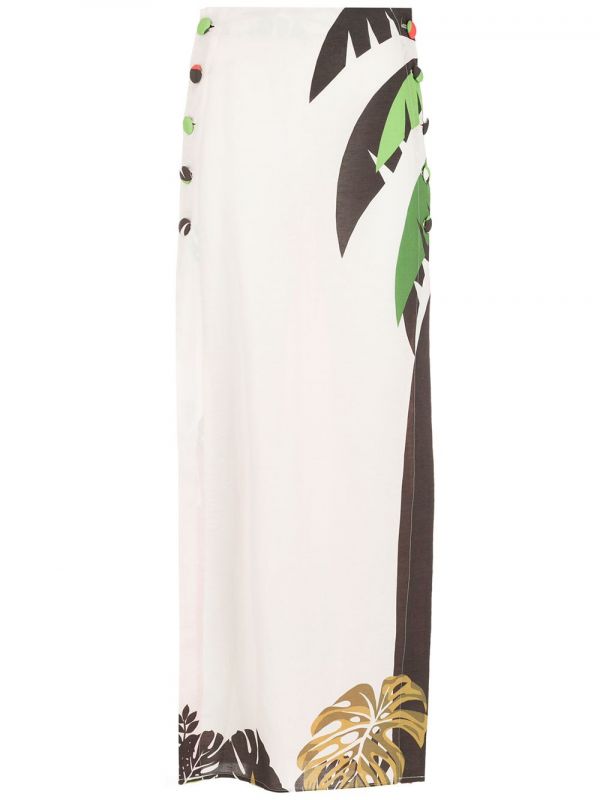  Amir Slama High-waist Side-slit Skirt - White 