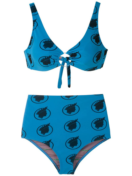 Amir Slama índio Print High Waisted Bikini Set - Blue 