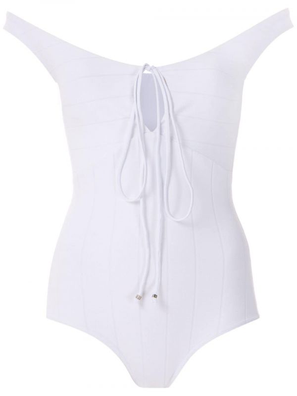  Amir Slama Lace-up Bodysuit - White 