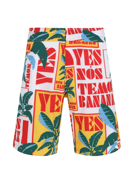  Amir Slama Leaf-print Deck Shorts - White 