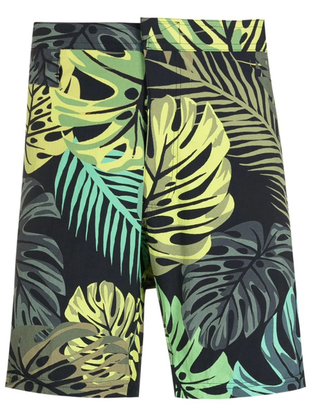  Amir Slama Leaf-print Swim Shorts - Green 