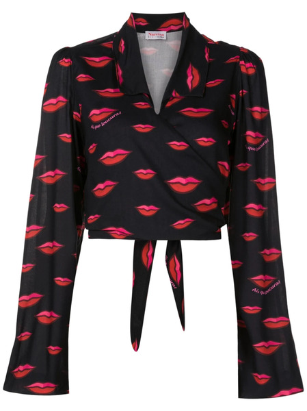  Amir Slama Lips-print Long-sleeved Shirt - Black 