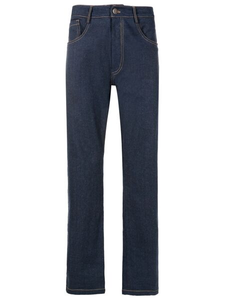  Amir Slama Logo-patch Straight-leg Jeans - Blue 