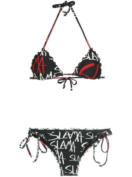  Amir Slama Logo Print Bikini Set - Black 
