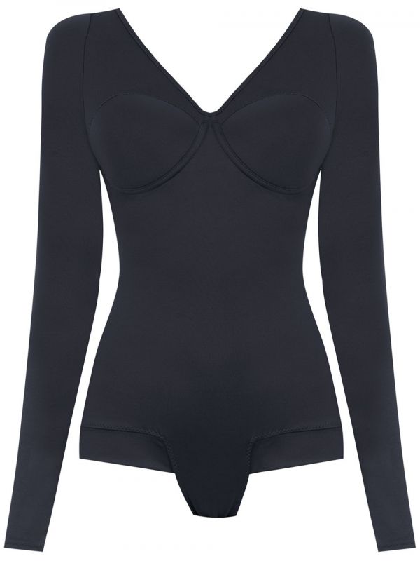  Amir Slama Long Sleeved Bodysuit - Black 