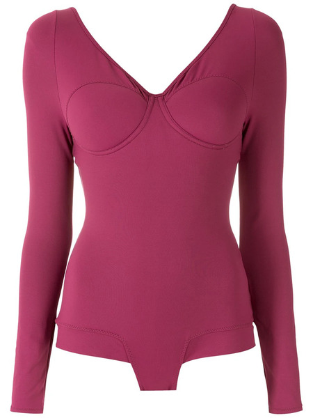  Amir Slama Long Sleeves Bodysuit - Purple 