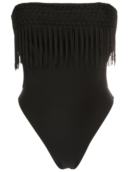  Amir Slama Macramé-fringe Strapless Swimsuit - Black 
