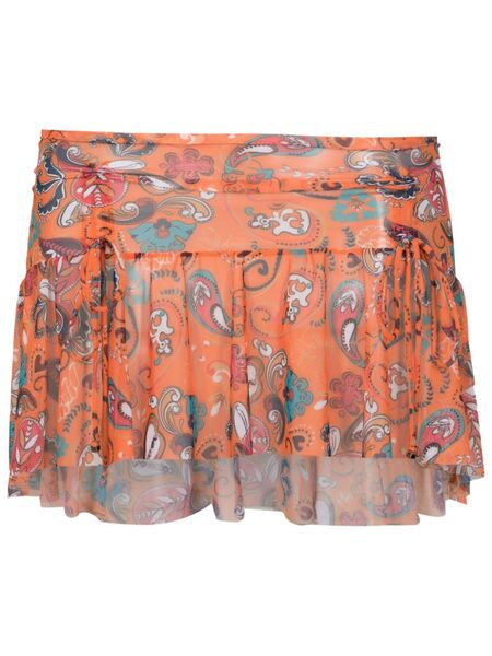  Amir Slama Mesh Graphic-print Miniskirt - Orange 