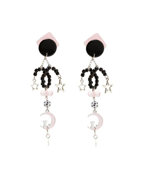  Amir Slama Moon Pendant Earrings - Black 
