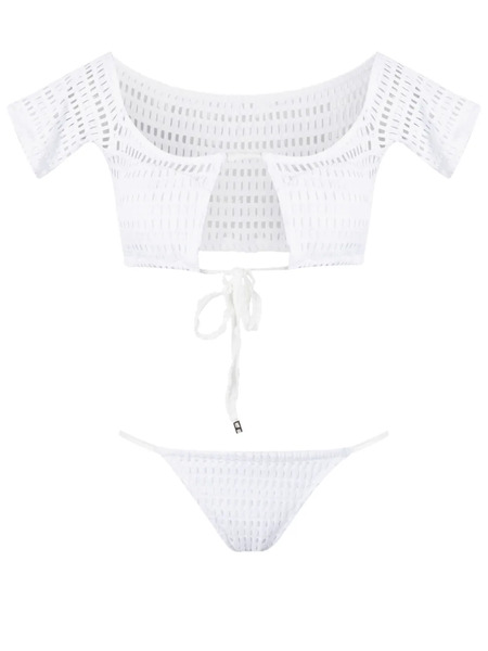  Amir Slama Open-knit Tied Bikini Set - White 