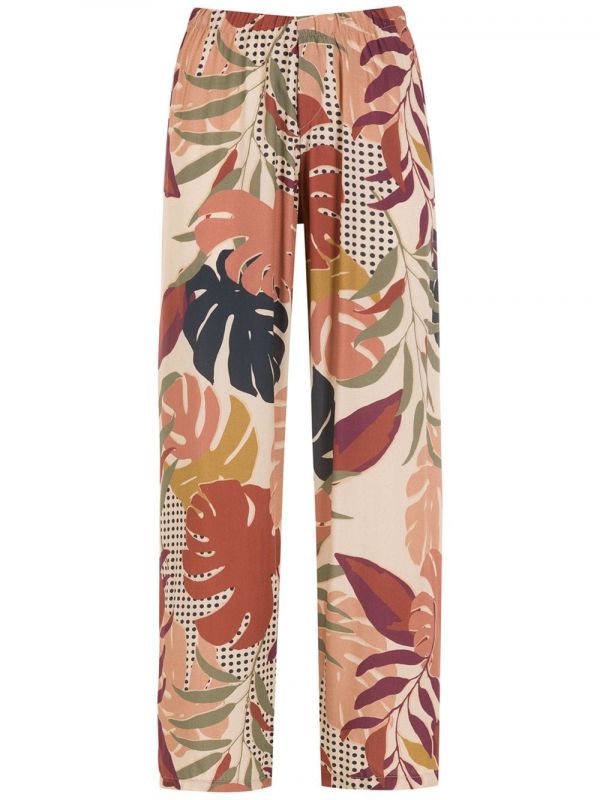  Amir Slama Palm Leaf Print Straight Trousers - Neutrals 