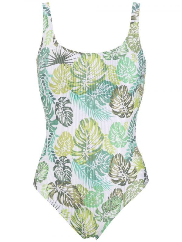  Amir Slama Palm Leaf Print Swimsuit - Green 