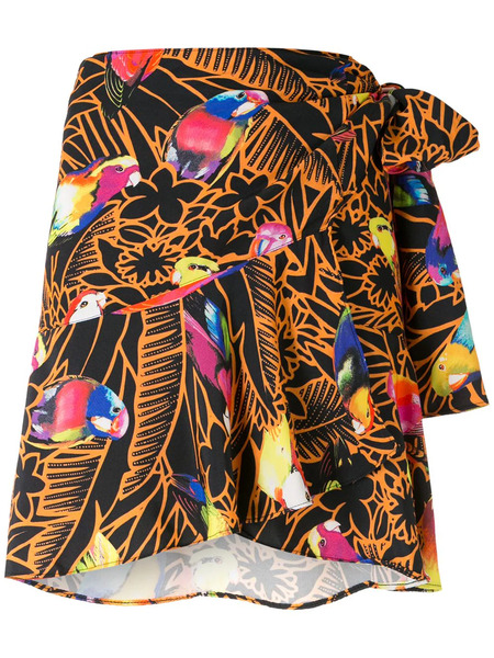  Amir Slama Paneled Print Wrap Skirt - Black 