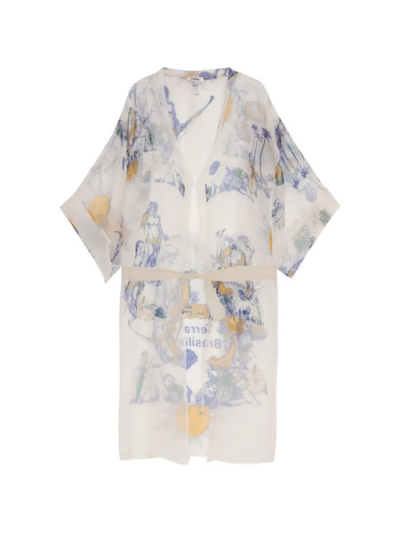  Amir Slama Print Belted Silk Beach Cover-up - Neutrals 
