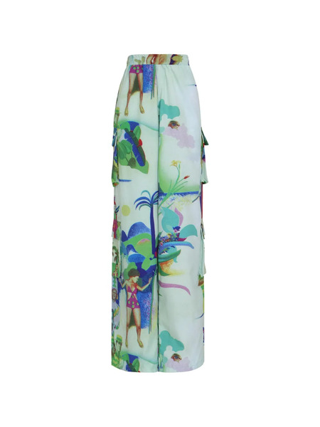  Amir Slama Print Cargo Trousers - Green 
