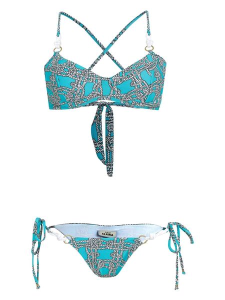  Amir Slama Print Pattern Bikini - Blue 