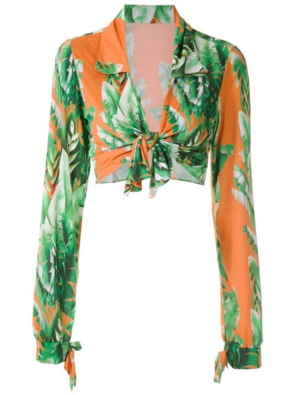  Amir Slama Printed Crop Top - Orange 