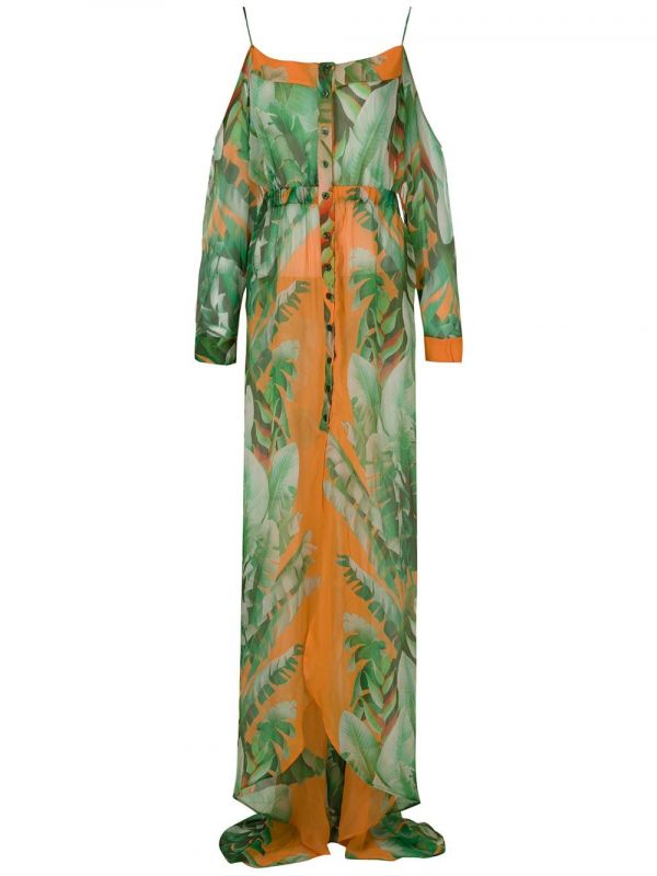  Amir Slama Printed Maxi Silk Dress - Green 