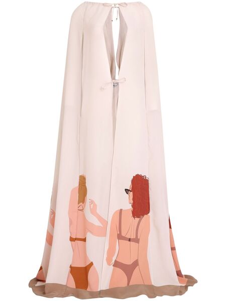  Amir Slama Printed Silk Cape - Neutrals 