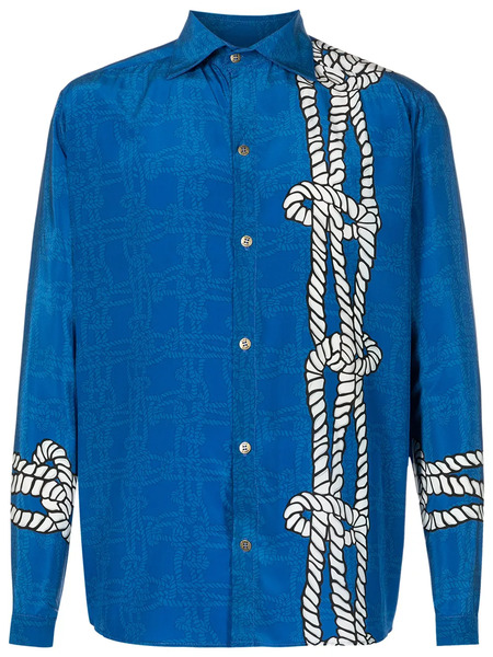  Amir Slama Rope-print Shirt - Blue 