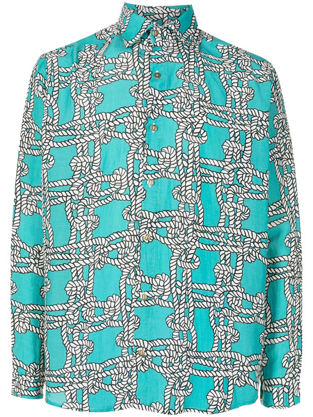  Amir Slama Rope-print Shirt - Green 