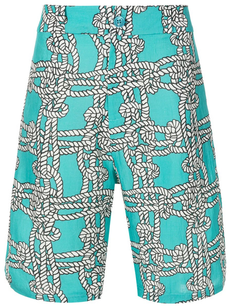  Amir Slama Rope-print Shorts - Blue 