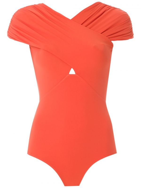  Amir Slama Ruched Panelled Body - Orange 