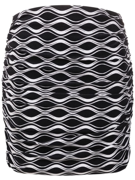  Amir Slama Ruched Wave-print Mini Skirt - Black 