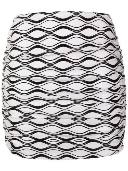  Amir Slama Ruched Wave-print Mini Skirt - White 